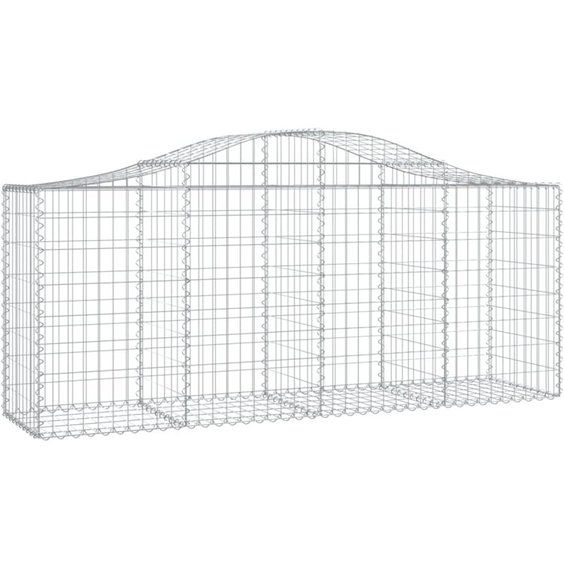 Helloshop26 - Panier de gabions clôture cage mur de soutènement arqué 200 x 50 x 80/100 cm fer galvanisé Argent