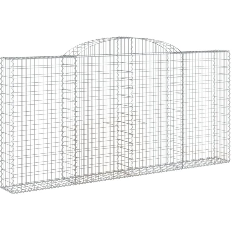Panier de gabions clôture cage mur de soutènement arqué 300 x 30 x 140/160 cm fer galvanisé Argent