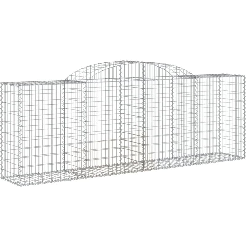 Panier de gabions clôture cage mur de soutènement arqué 300 x 50 x 100/120 cm fer galvanisé Argent