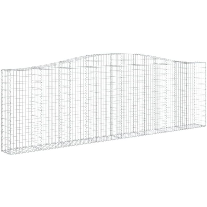 Panier de gabions clôture cage mur de soutènement arqué 400 x 30 x 120/140 cm fer galvanisé Argent