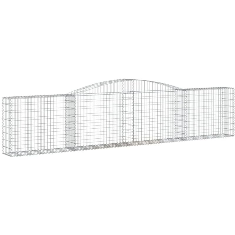 Panier de gabions clôture cage mur de soutènement arqué 400 x 30 x 80/100 cm fer galvanisé Argent