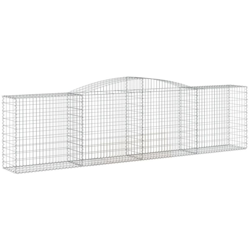 Panier de gabions clôture cage mur de soutènement arqué 400 x 50 x 100/120 cm fer galvanisé Argent