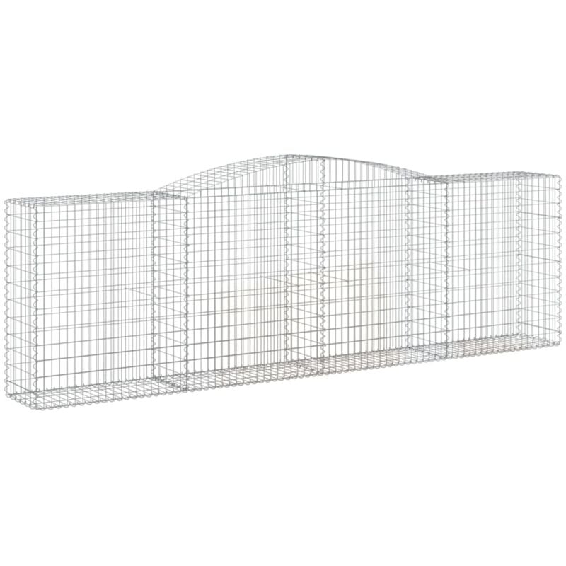 Panier de gabions clôture cage mur de soutènement arqué 400 x 50 x 120/140 cm fer galvanisé Argent