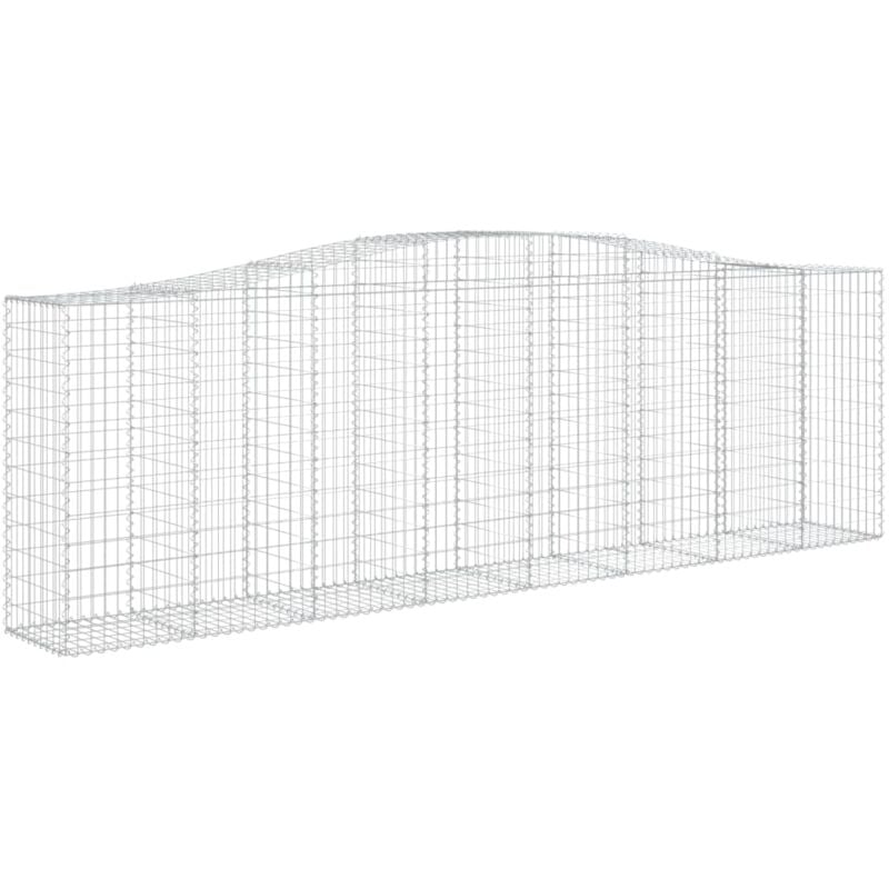 Panier de gabions clôture cage mur de soutènement arqué 400 x 50 x 120/140 cm fer galvanisé Argent