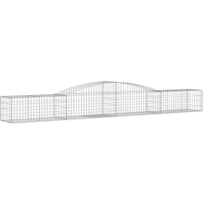 Helloshop26 - Panier de gabions clôture cage mur de soutènement arqué 400 x 50 x 40/60 cm fer galvanisé Argent