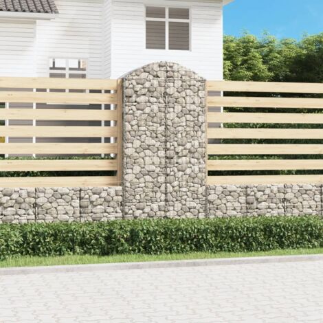 Panier de gabions  Jardiniere Mur en gabion  Clôture de gabion arqué 100x50x200/220 cm Fer galvanisé KOL4687