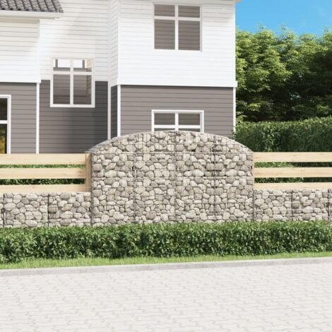 Panier de gabions  Jardiniere Mur en gabion  Clôture de gabion arqué 200x50x120/140 cm Fer galvanisé KOL1977