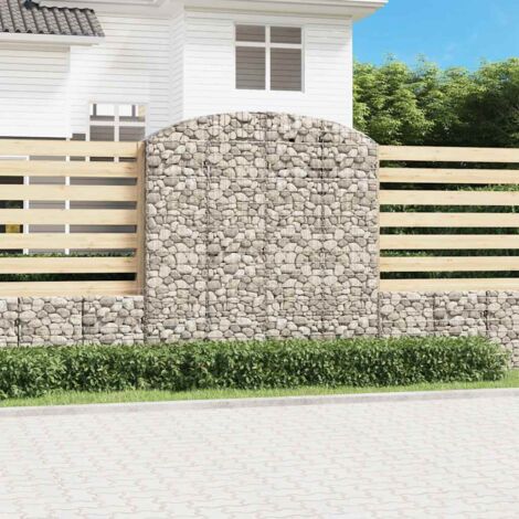 Panier de gabions  Jardiniere Mur en gabion  Clôture de gabion arqué 200x50x200/220 cm Fer galvanisé KOL3916
