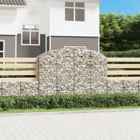 Panier de gabions Mur en gabion  Clôture de gabion arqué 200x50x140/160 cm Fer galvanisé 87089