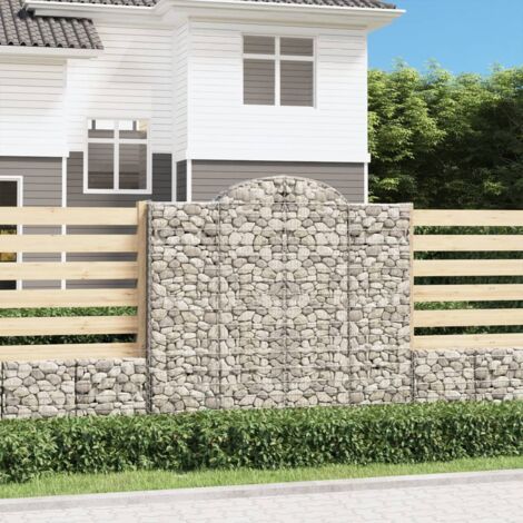 Panier de gabions Mur en gabion  Clôture de gabion arqué 200x50x180/200 cm Fer galvanisé 60876