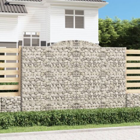Panier de gabions Mur en gabion  Clôture de gabion arqué 300x50x200/220 cm Fer galvanisé 49102