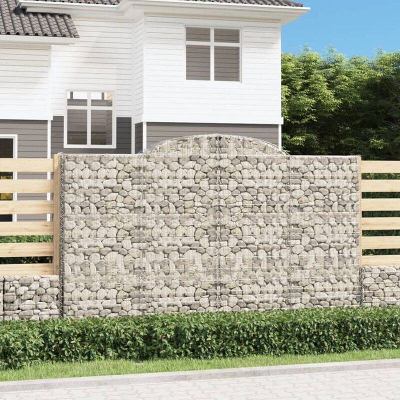 Maisonchic - Panier de gabions Mur en gabion Clôture de gabion arqué 300x30x180/200 cm Fer galvanisé 58050
