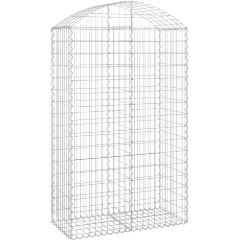 Panier de gabions，Clôture de jardin，Mur en Gabion arqué 100x50x160180 cm Fer galvanisé299071