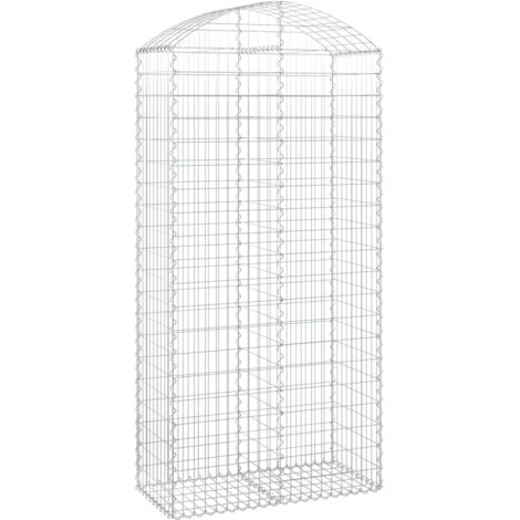 Panier de gabions，Clôture de jardin，Mur en Gabion arqué 100x50x200220 cm Fer galvanisé818568