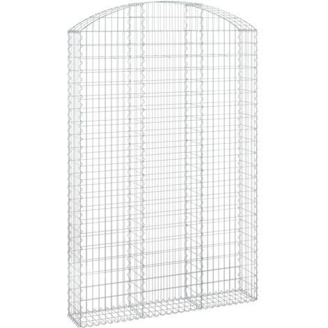 Panier de gabions，Clôture de jardin，Mur en Gabion arqué 150x30x220240 cm Fer galvanisé264590