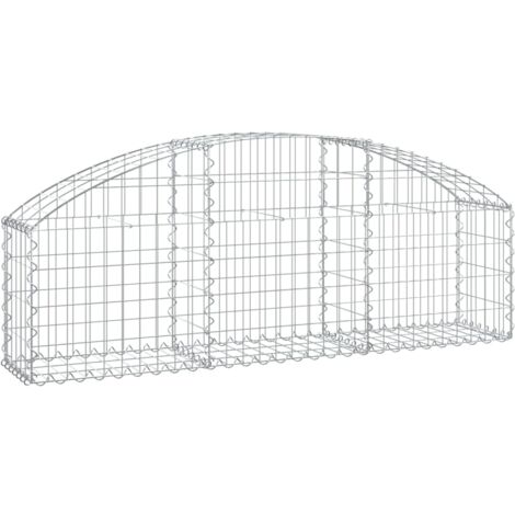 Panier de gabions，Clôture de jardin，Mur en Gabion arqué 150x30x4060 cm Fer galvanisé939555