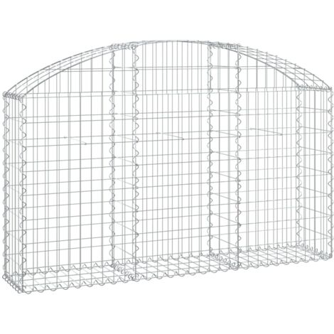 Panier de gabions，Clôture de jardin，Mur en Gabion arqué 150x30x80100 cm Fer galvanisé240251