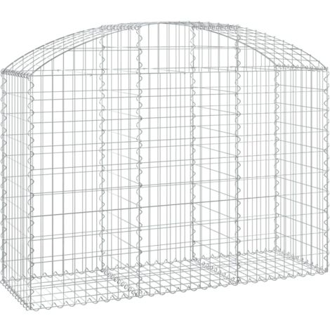 Panier de gabions，Clôture de jardin，Mur en Gabion arqué 150x50x100120 cm Fer galvanisé905102