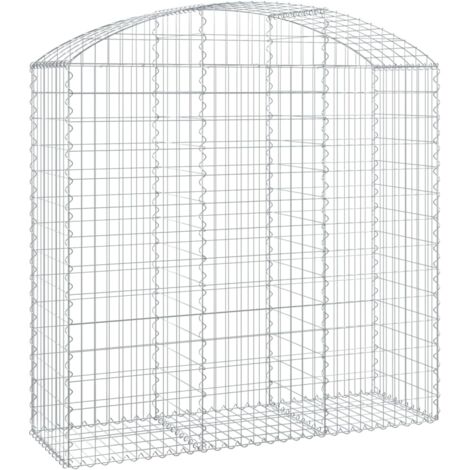 Panier de gabions，Clôture de jardin，Mur en Gabion arqué 150x50x140160 cm Fer galvanisé130482