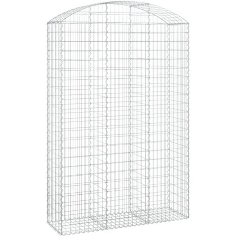 Panier de gabions，Clôture de jardin，Mur en Gabion arqué 150x50x220240 cm Fer galvanisé109020