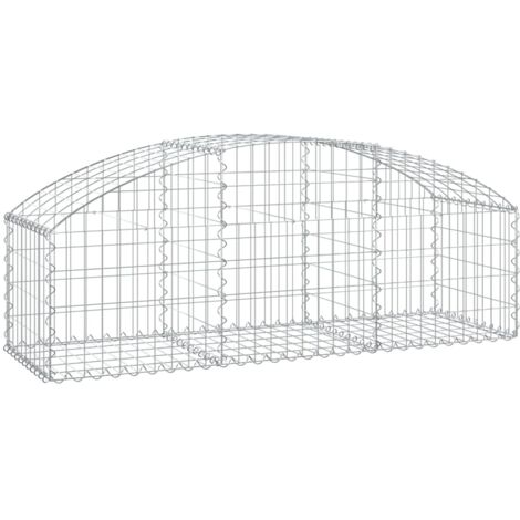 Panier de gabions，Clôture de jardin，Mur en Gabion arqué 150x50x4060 cm Fer galvanisé668956