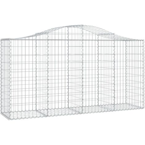 Panier de gabions，Clôture de jardin，Mur en Gabion arqué 200x50x100120 cm Fer galvanisé242697