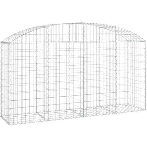 Panier de gabions，Clôture de jardin，Mur en Gabion arqué 200x50x100120 cm Fer galvanisé461450