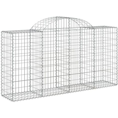 Panier de gabions，Clôture de jardin，Mur en Gabion arqué 200x50x100120 cm Fer galvanisé484914