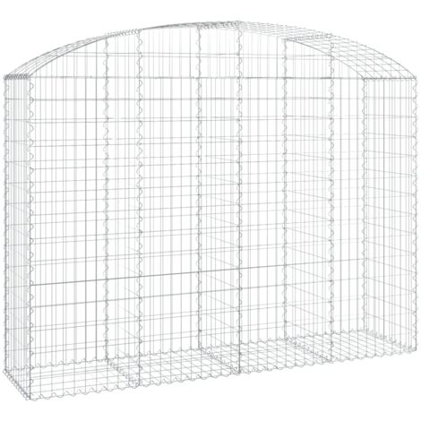 Panier de gabions，Clôture de jardin，Mur en Gabion arqué 200x50x140160 cm Fer galvanisé297793