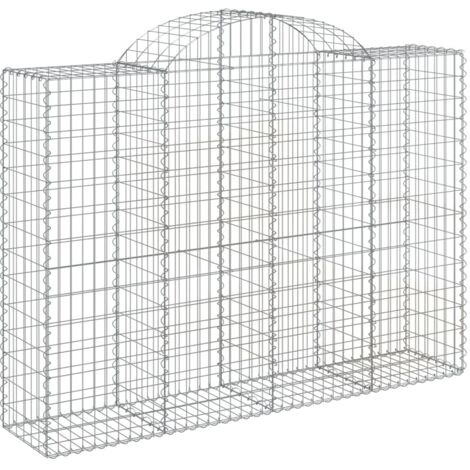 Panier de gabions，Clôture de jardin，Mur en Gabion arqué 200x50x140160 cm Fer galvanisé685301