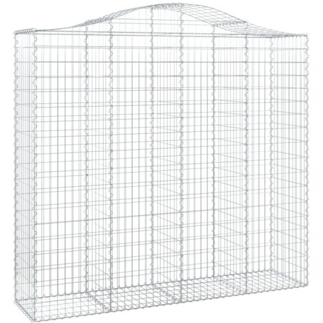 Panier de gabions，Clôture de jardin，Mur en Gabion arqué 200x50x180200 cm Fer galvanisé359539
