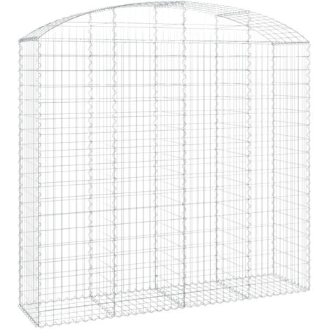 Panier de gabions，Clôture de jardin，Mur en Gabion arqué 200x50x180200 cm Fer galvanisé670397
