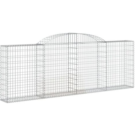 Panier de gabions，Clôture de jardin，Mur en Gabion arqué 300x30x100120 cm Fer galvanisé238711