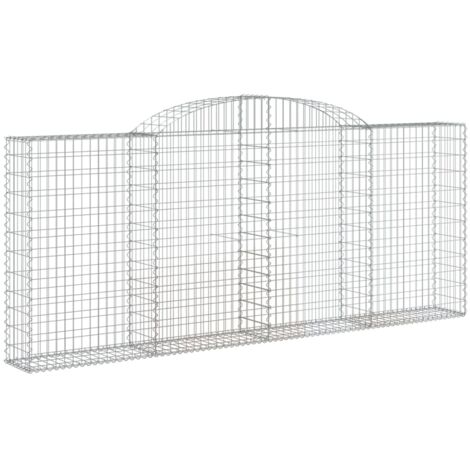 Panier de gabions，Clôture de jardin，Mur en Gabion arqué 300x30x120140 cm Fer galvanisé223197