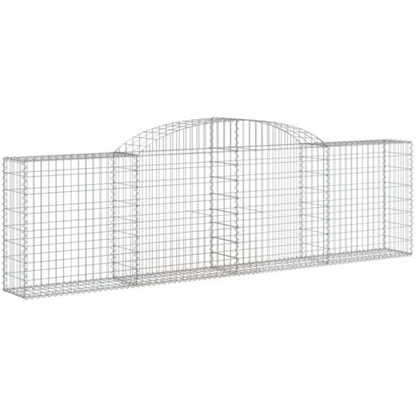 Panier de gabions，Clôture de jardin，Mur en Gabion arqué 300x30x80100 cm Fer galvanisé210097