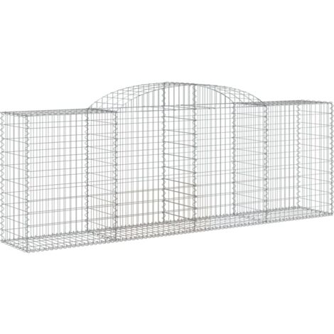 Panier de gabions，Clôture de jardin，Mur en Gabion arqué 300x50x100120 cm Fer galvanisé247892