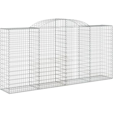 Panier de gabions，Clôture de jardin，Mur en Gabion arqué 300x50x140160 cm Fer galvanisé892922