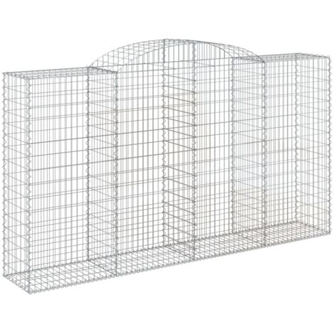 Panier de gabions，Clôture de jardin，Mur en Gabion arqué 300x50x160180 cm Fer galvanisé999962