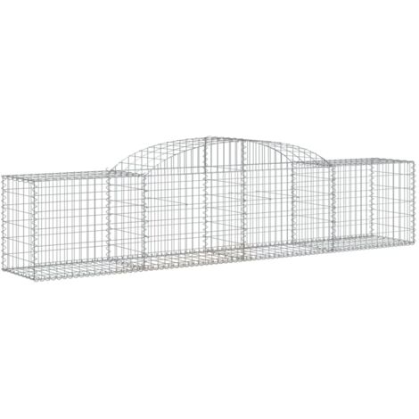 Panier de gabions，Clôture de jardin，Mur en Gabion arqué 300x50x6080 cm Fer galvanisé597573