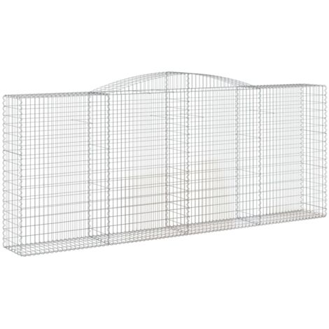 Panier de gabions，Clôture de jardin，Mur en Gabion arqué 400x50x160180 cm Fer galvanisé555094