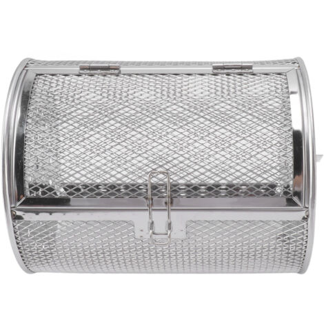 Panier de grillade rotatif en acier inoxydable, cage ronde pour BBQ, idéal pour légumes, noix et arachides.