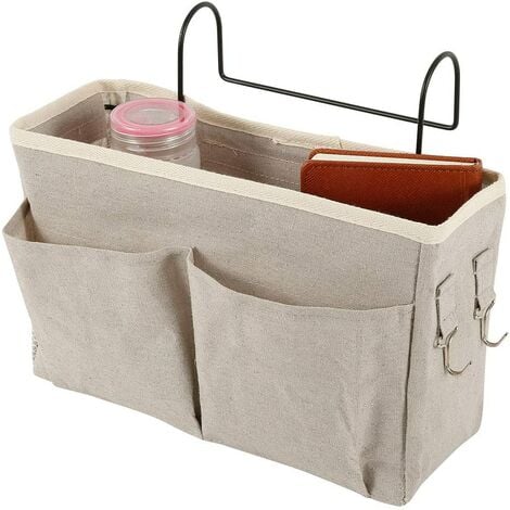 Panier de Lit Chevet Suspendu, Etagère pour Lit Mezzanine Suspendre, Organisateur Etagere Lit en Toile Imperméable, Sac de Rangement Lit Chevet Suspendu pour (gris)