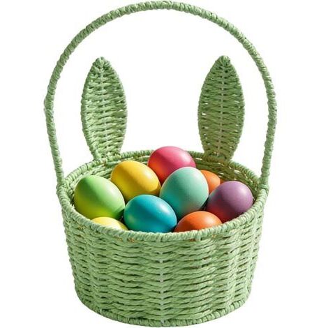 Panier de Pâques en Osier avec anses pour Petit Rond de Pâques tressé Panier de Pâques décoratif Paniers Cadeau de à Fruits de aux Oeufs pour Les achats et pour Pique-Nique (D)