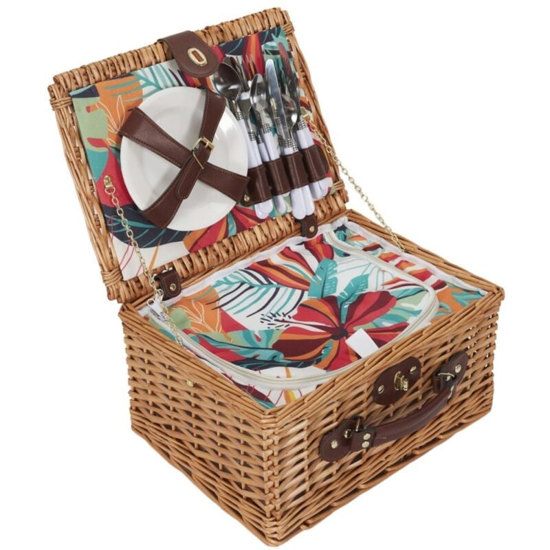 Panier de pique nique avec vaisselle pour 4 personnes