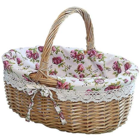 Panier de pique-nique en osier avec poignées, panier de Pâques tressé à la main, panier à œufs et bonbons, boîte de rangement pour jouets d'enfants, panier cadeau type 2