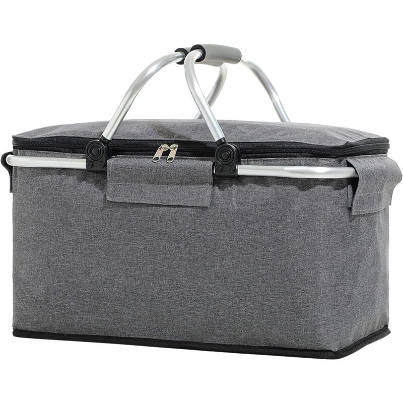 Panier de Pique-nique Pliable, Sac Isotherme, Panier de Pique-nique, Portable Pliable étanche, Kit de Pique-nique Avec Poignée en Aluminium Pour