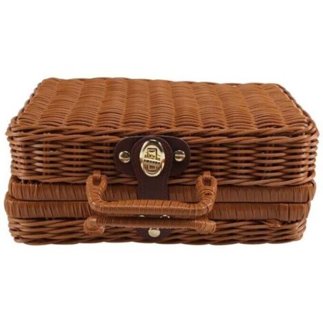 Panier de pique-nique, valise vintage tissée, panier de rangement tissé, étui en rotin, linge tissé B