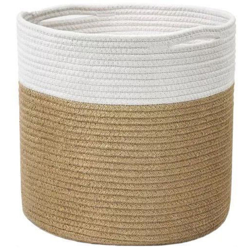 Panier de plante en coton tissé 20cm – Lot de 2 paniers de rangement – Pour décoration intérieure et cache-pot élégant – Jormftte