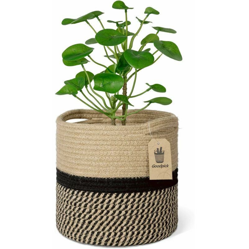 Jalleria - Panier de plantes en corde de coton tissé pour jardinières d'intérieur de sol de pot de fleur de 20 cm, organisateur de panier de