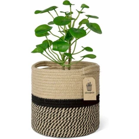 Panier de plantes en corde de coton tissé pour jardinières d'intérieur de sol de pot de fleur de 20 cm, organisateur de panier de rangement de 20 cm x 20 cm Décoration d'intérieur moderne